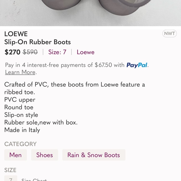 LOEWE Slip-On translucent Rubber Boots size 8.5 NEW - Picture 7 of 9